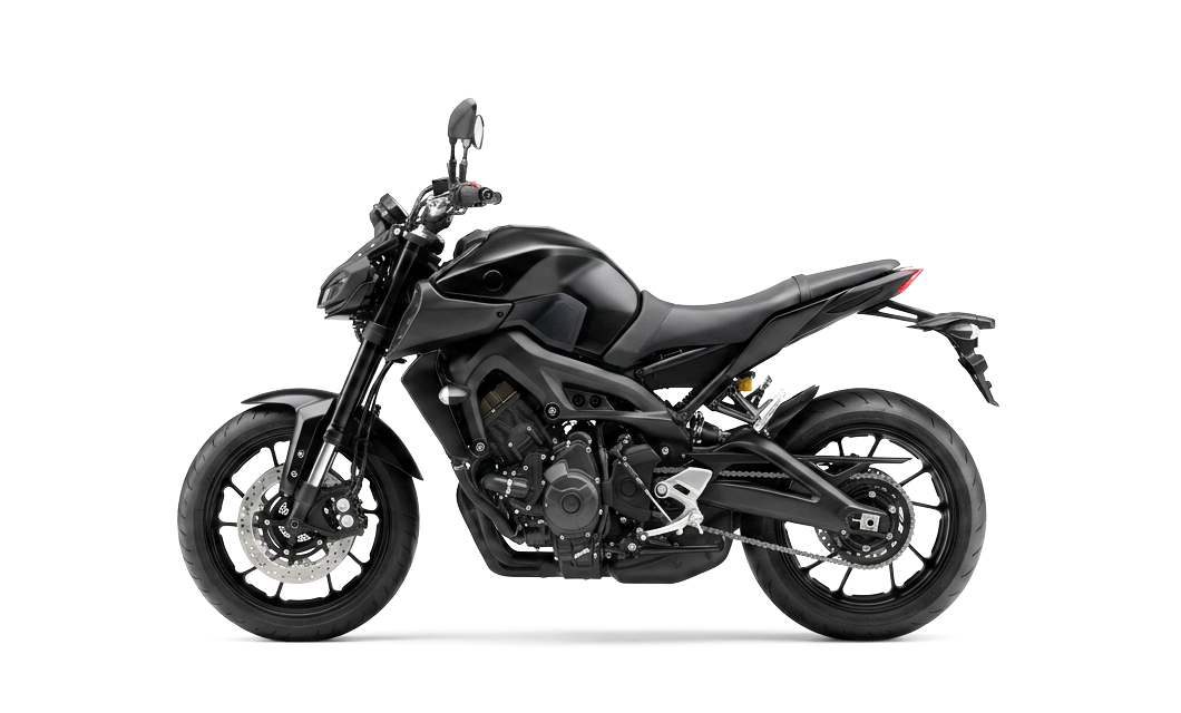 Moto naked negra de perfil